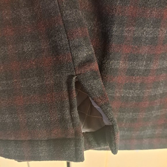 Men's Utex Plaid Button Front Wool Blend Coat Shacket Sz Large - Picture 2 of 9